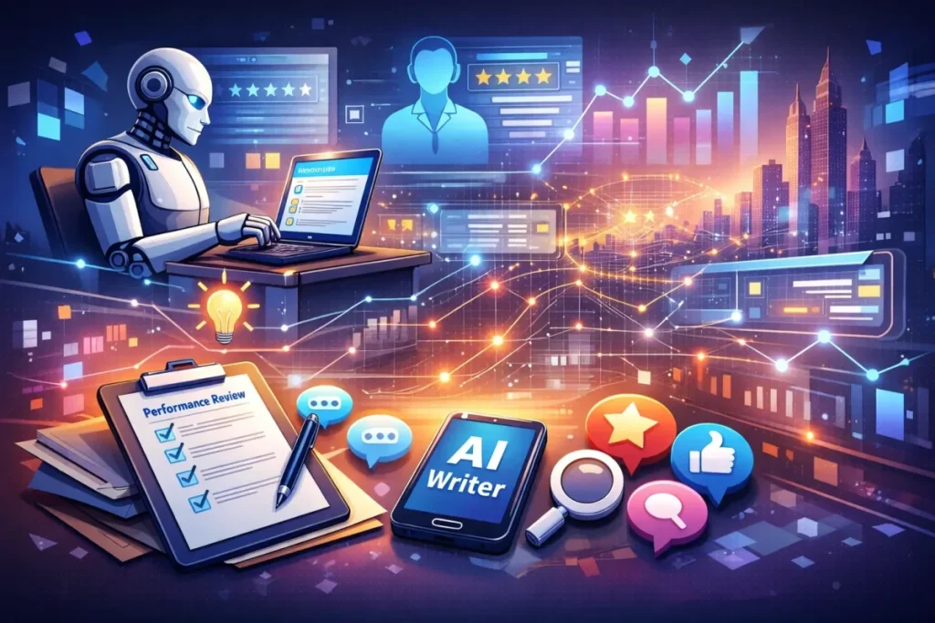 What is an AI performance review writer?