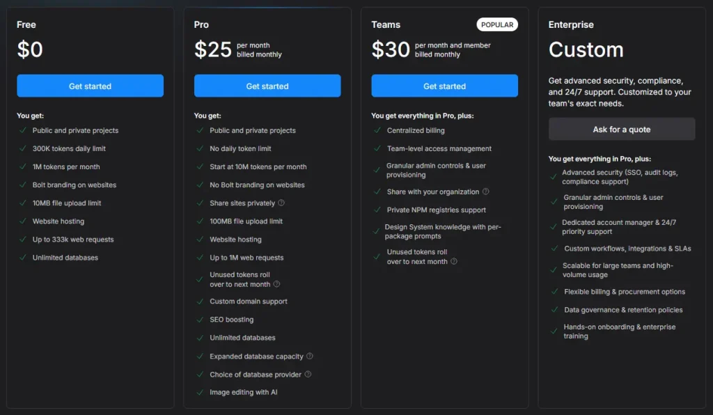 Bolt.new Pricing